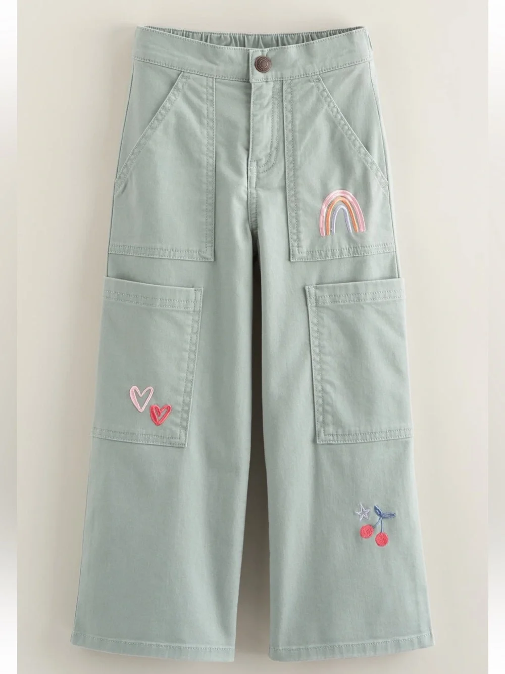 Tucker + Tate Kids' Embroidered Cargo Pants - Sage Green - Size 5T - Picture 1 of 5